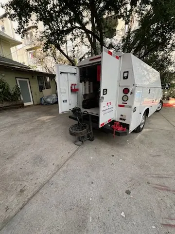Magnet Plumbing service vehicle on-site for Sewer Line Repair in Brownsville
